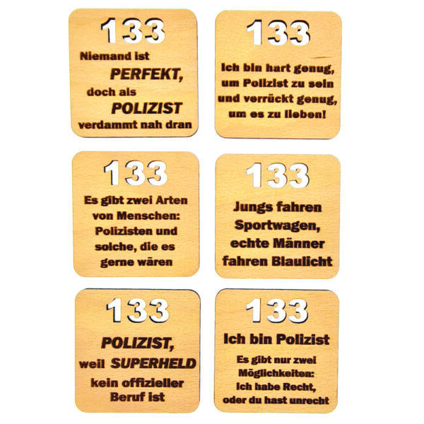 Glasuntersetzer 6er Set 133 Polizei