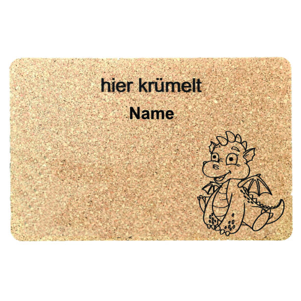 Tischset Kork - hier krümelt ... Drache